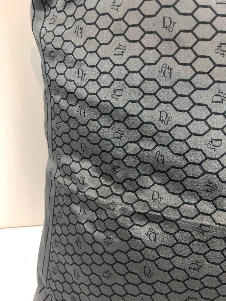 Gray and Black Dior Logo Silk Scarf and New Black Cotton Back Decorative Pillow For Sale 8