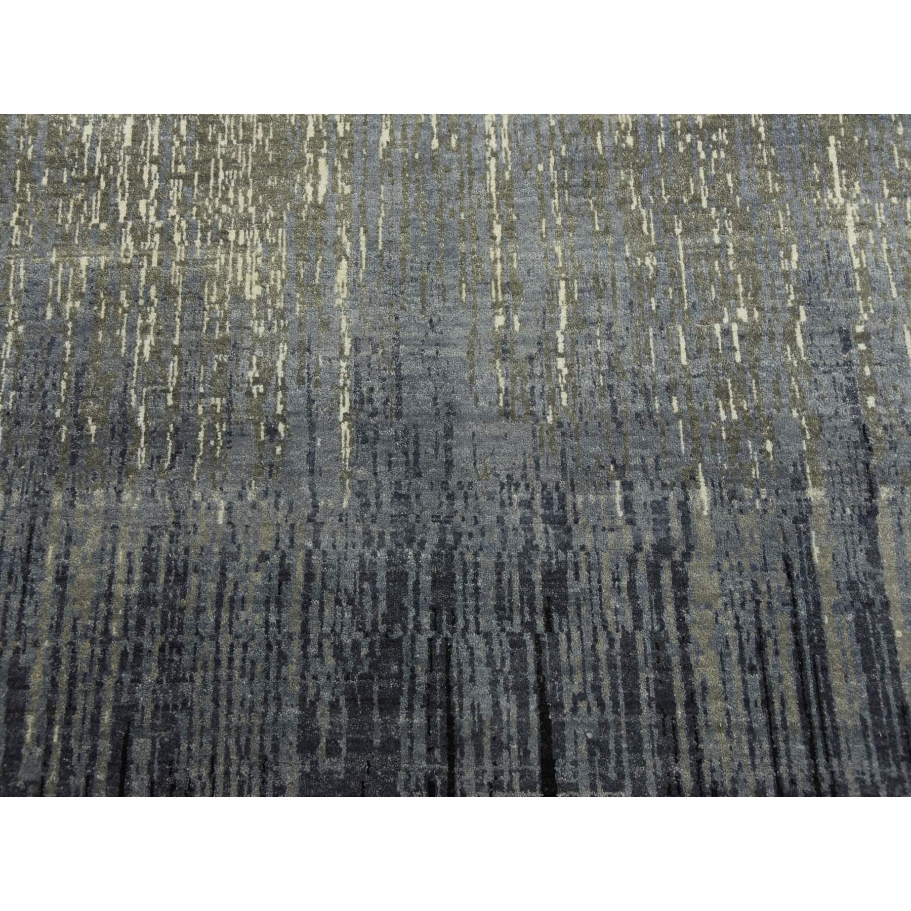 Lana Tappeto orientale quadrato in pura lana, grigio e nero, annodato a mano e con design Ombrene. in vendita