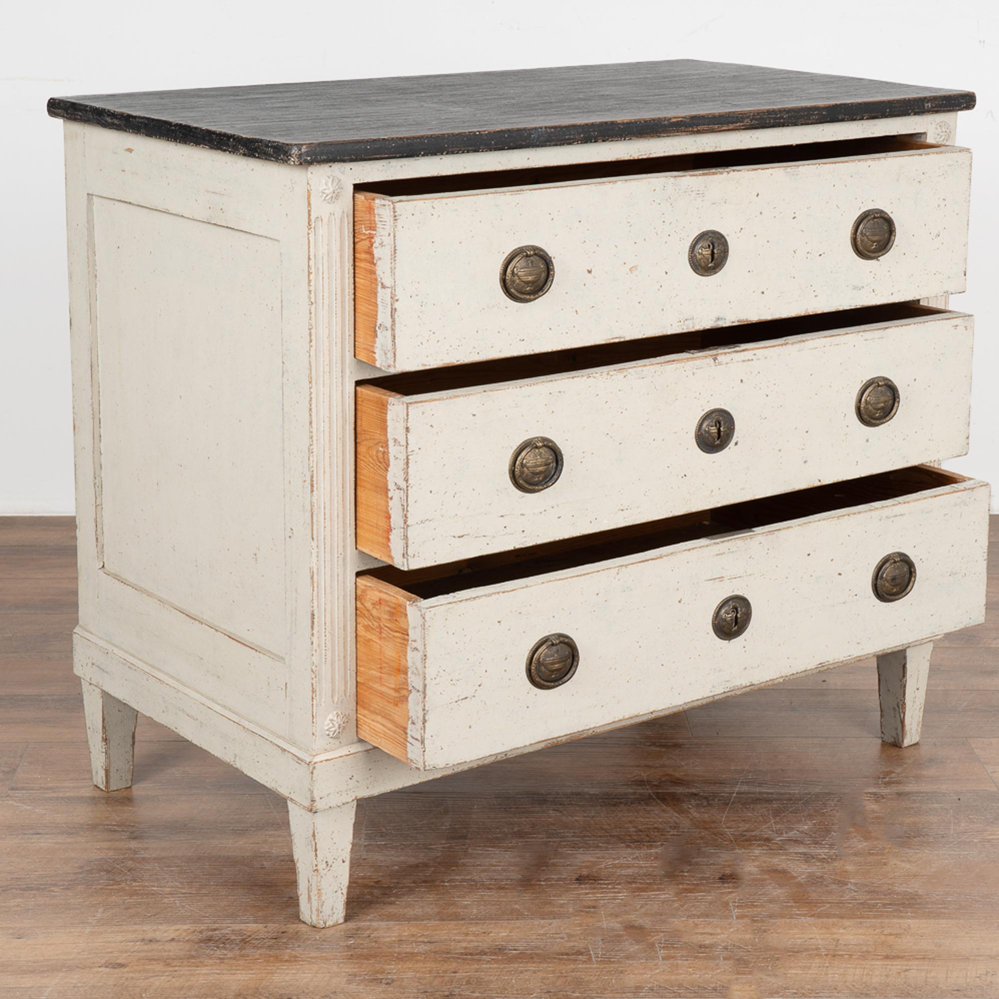 Swedish Gray and Black Painted Gustavian Chest of Drawers, Sweden, circa 1840-1860