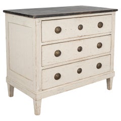 Antique Gray and Black Painted Gustavian Chest of Drawers, Sweden, circa 1840-1860