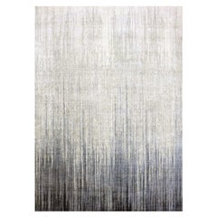 Gray and Black Pure Wool Hand Knotted Modern Ombre Design Rug 10'1" x 14'2"