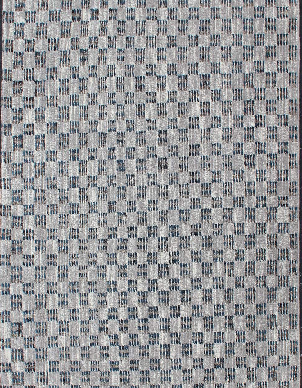 Indiano Runner a quadri casual grigio e blu multicolore dal design casual e moderno in vendita