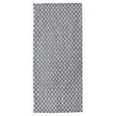 Runner a quadri casual grigio e blu multicolore dal design casual e moderno
