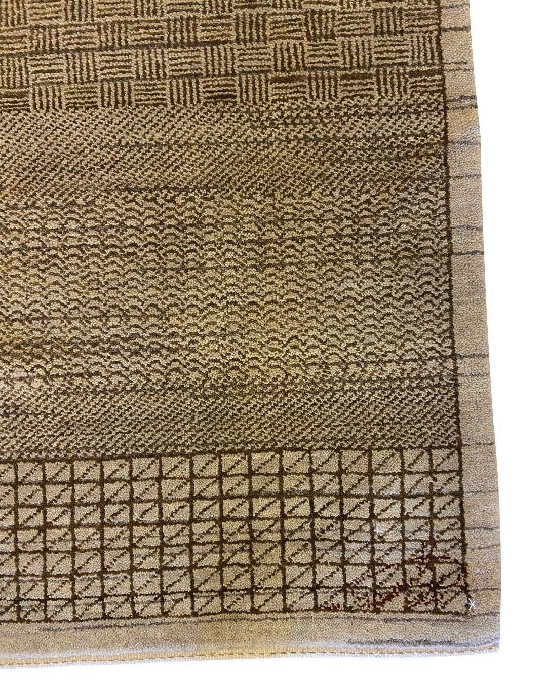 Vegetable Dyed Gray and Brown Wool Minimalist Persian Rug with Geometric Patterns, 3' x 5' For Sale