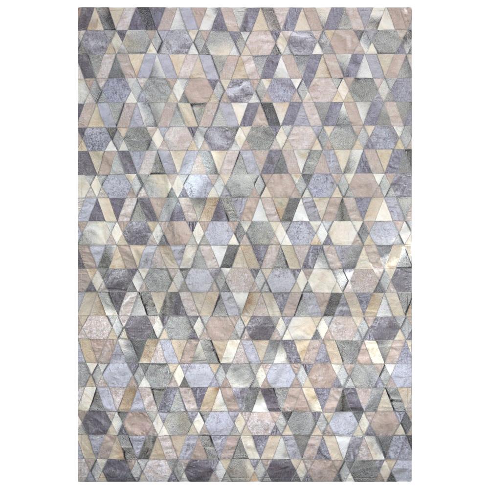 Gray and Caramel Selva Cowhide and Viscose Area Floor Rug For Sale