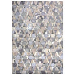 Tapis de sol Selva en cuir de vache et viscose gris et caramel