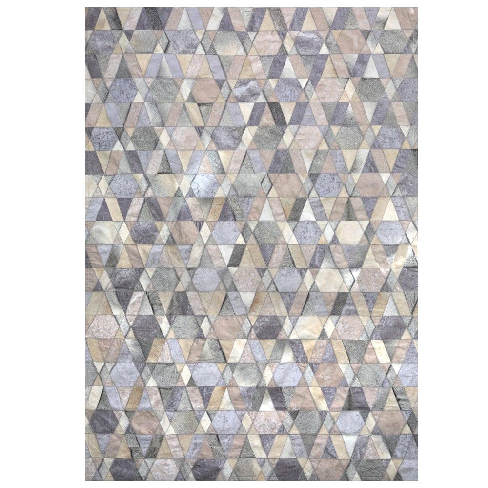 Alfombra de piel de vaca y viscosa Selva personalizable gris y caramelo grande en venta