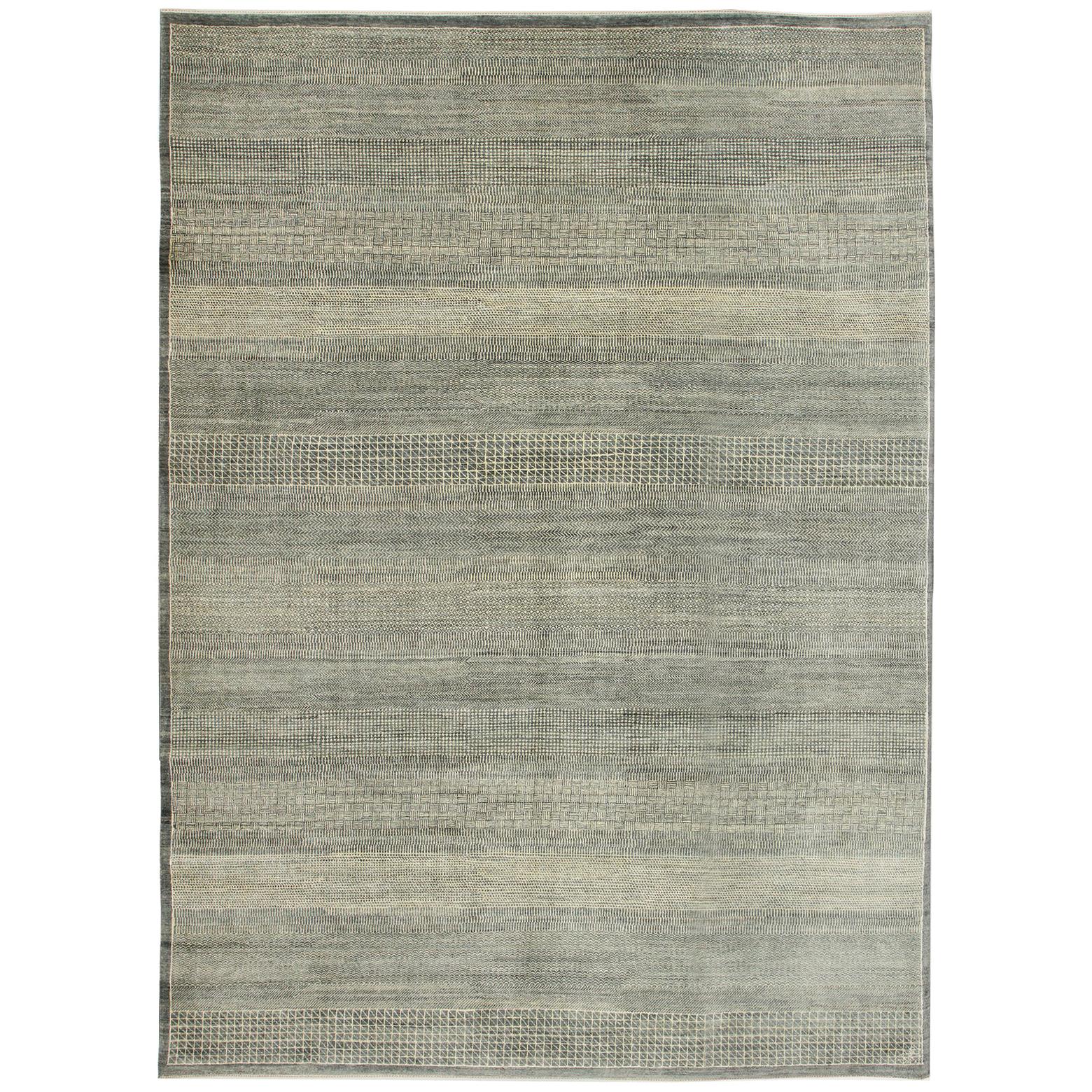 Orley Shabahang "Rain" Contemporary Persian Rug, Neutral Cream, 9x12