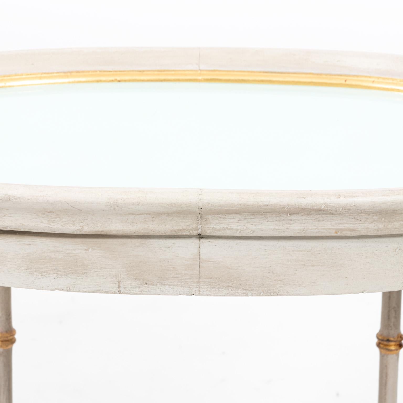 Gray and Gilded Faux Bamboo Oval Side Table In Good Condition In Stamford, CT