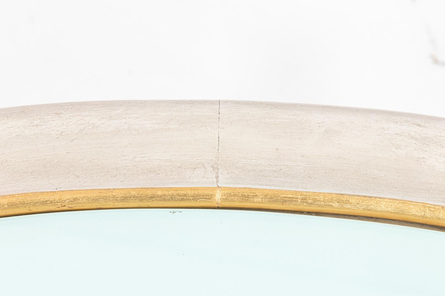 Gray and Gilded Faux Bamboo Oval Side Table 2