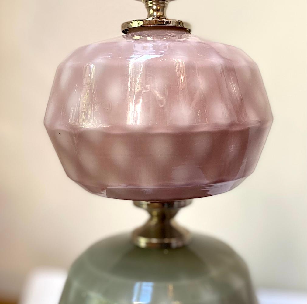 Mid-20th Century Gray and Mauve Murano Glass Lamps For Sale