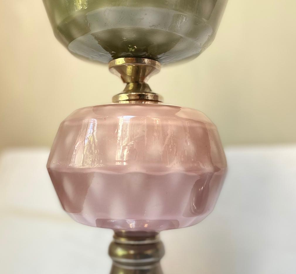 Gray and Mauve Murano Glass Lamps For Sale 1