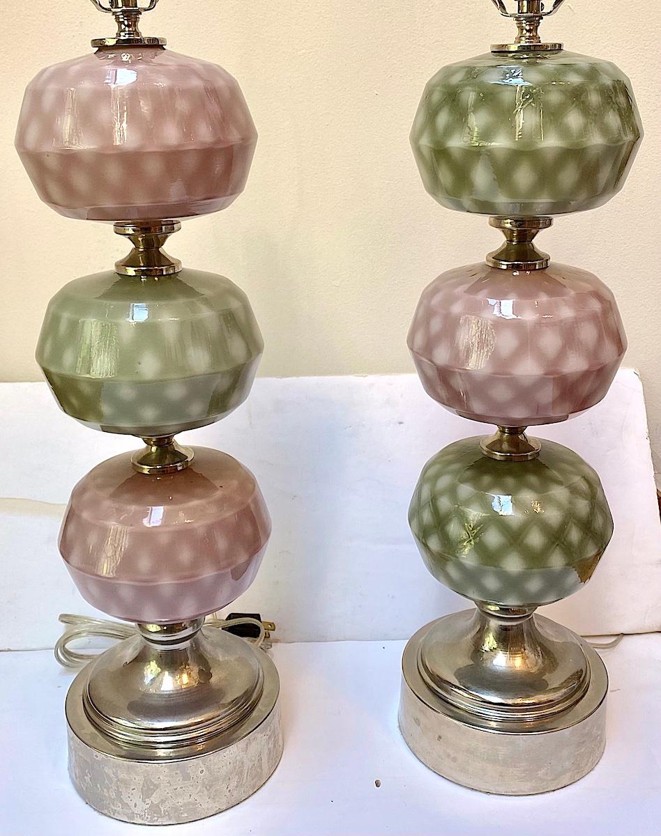 Italian Gray and Mauve Murano Glass Lamps For Sale