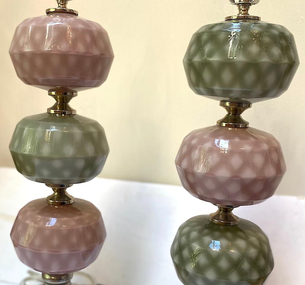 Gray and Mauve Murano Glass Lamps In Good Condition For Sale In New York, NY
