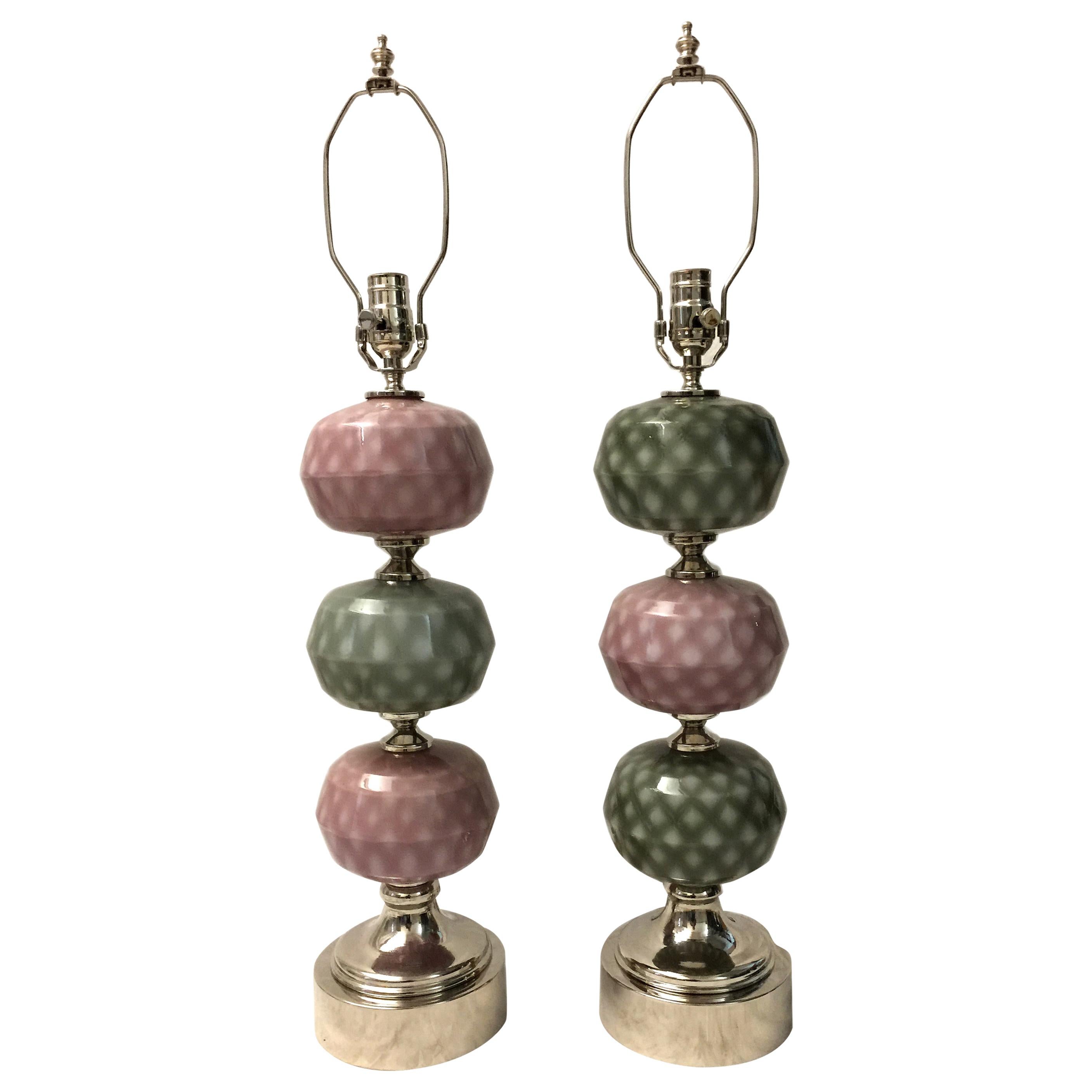 Gray and Mauve Murano Glass Lamps For Sale