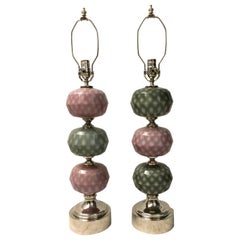 Vintage Gray and Mauve Murano Glass Lamps