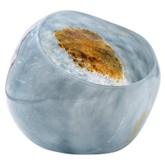 Gray and Mustard Color Amorphous Blown Glass Vase No:1