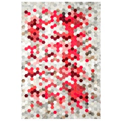 Gray and Pink Customizable Angulo Cowhide Area Floor Rug XX Large