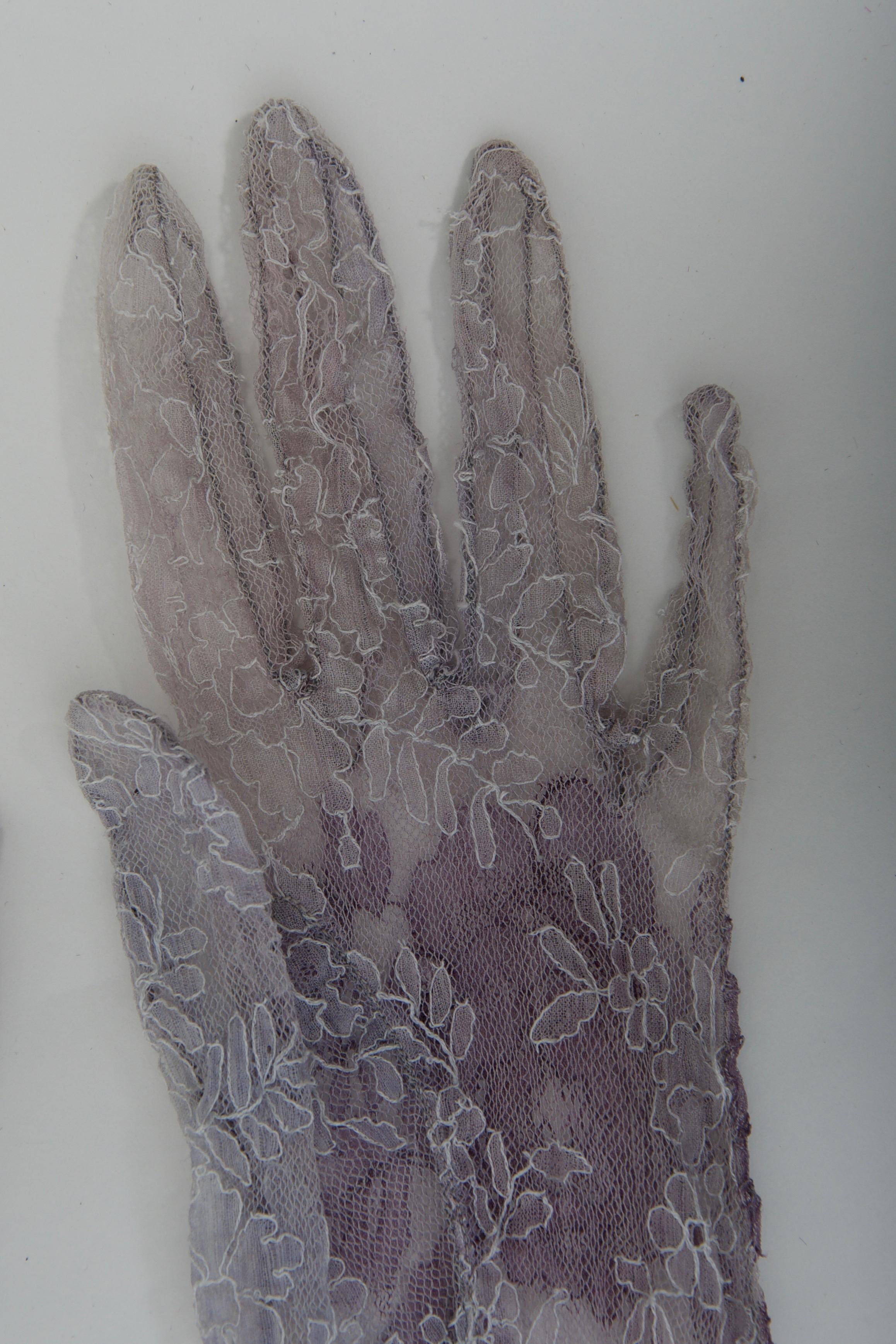 Gray and Purple Long Lace Gloves 1
