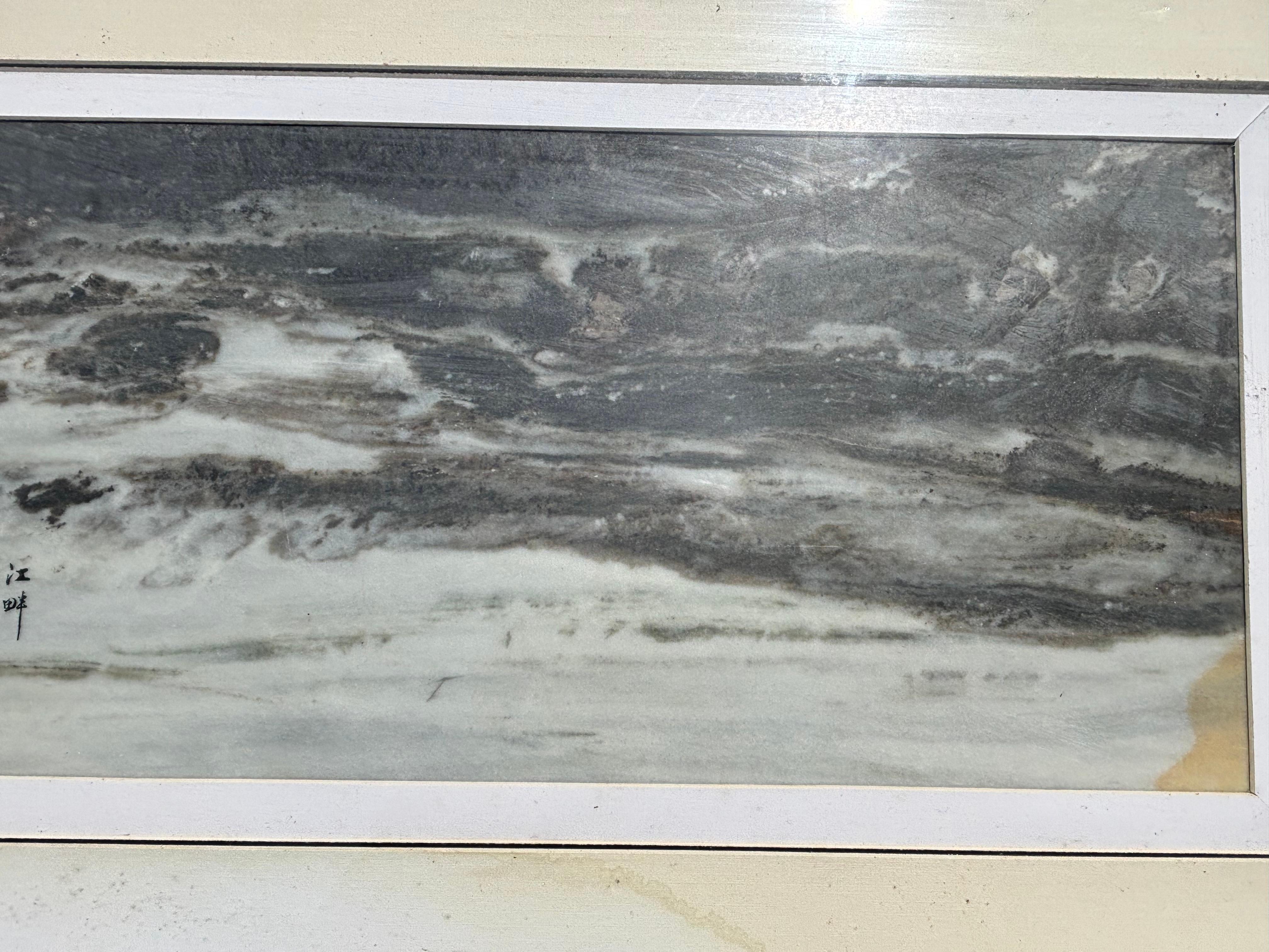 Graue und weiße Landschaftsmalerei Meer & Berge Fine Works of Art im Angebot 2