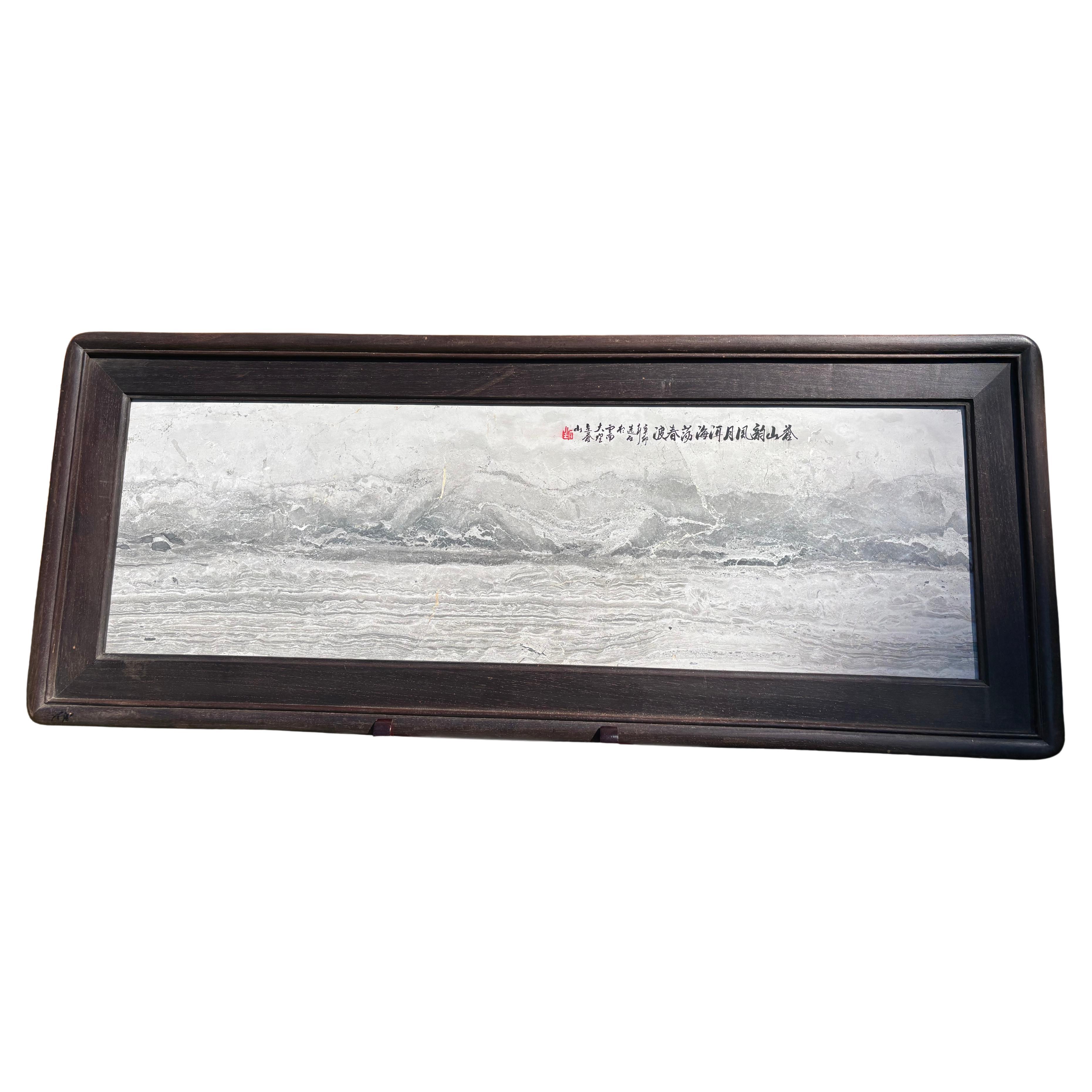 Graue und weiße Landschaftsmalerei Meer 
Berge Fine Works of Art im Angebot