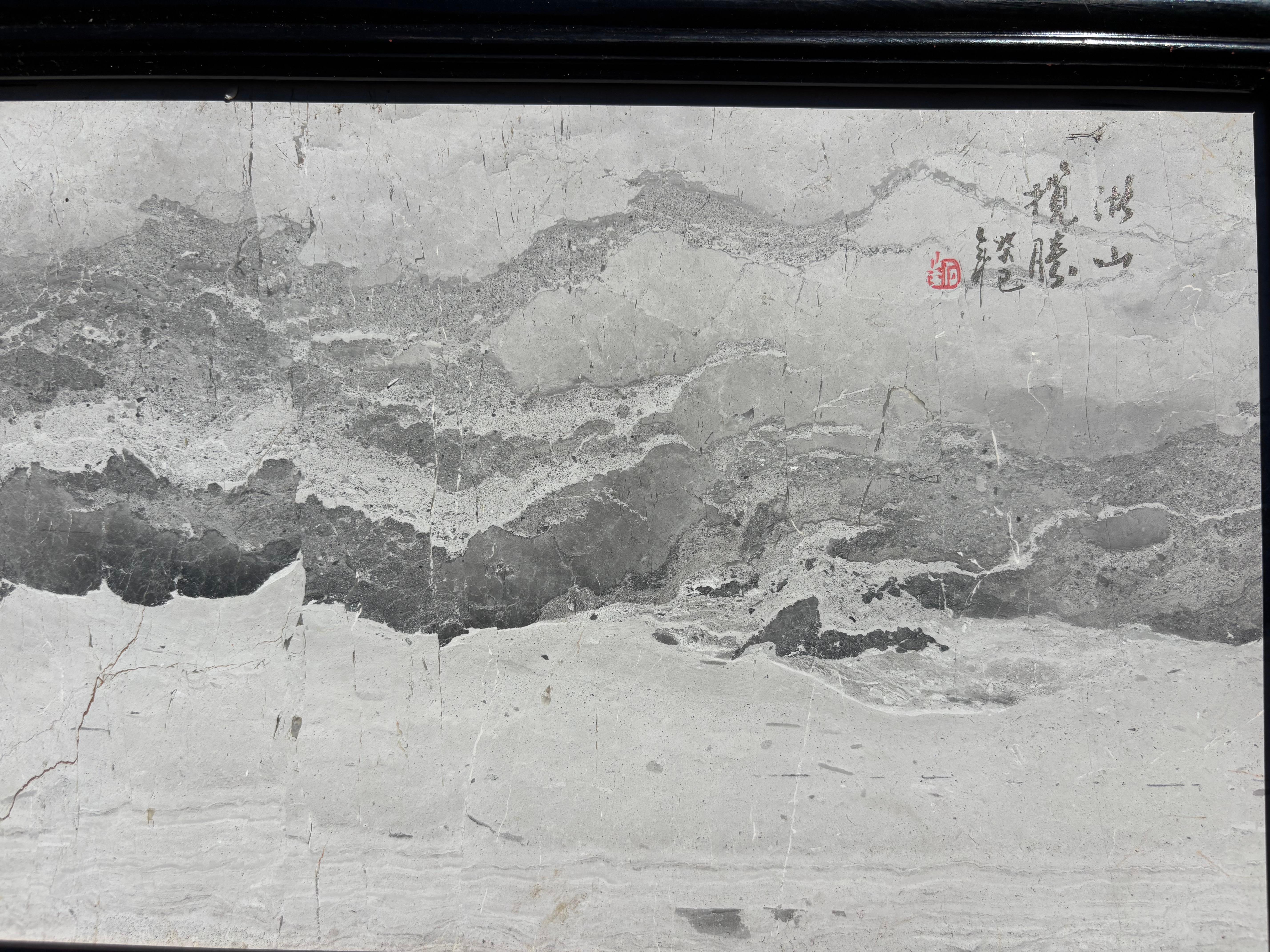 Graue und weiße Landschaftsmalerei Meer & Berge Fine Works of Art Signiert im Zustand „Gut“ im Angebot in South Burlington, VT