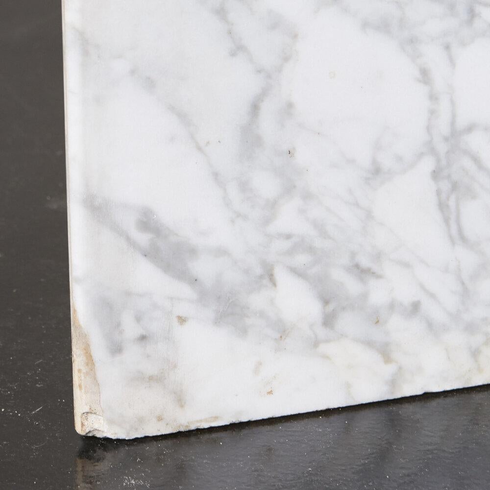 Modern Gray-White Marble Dining Table with Triangle Bases