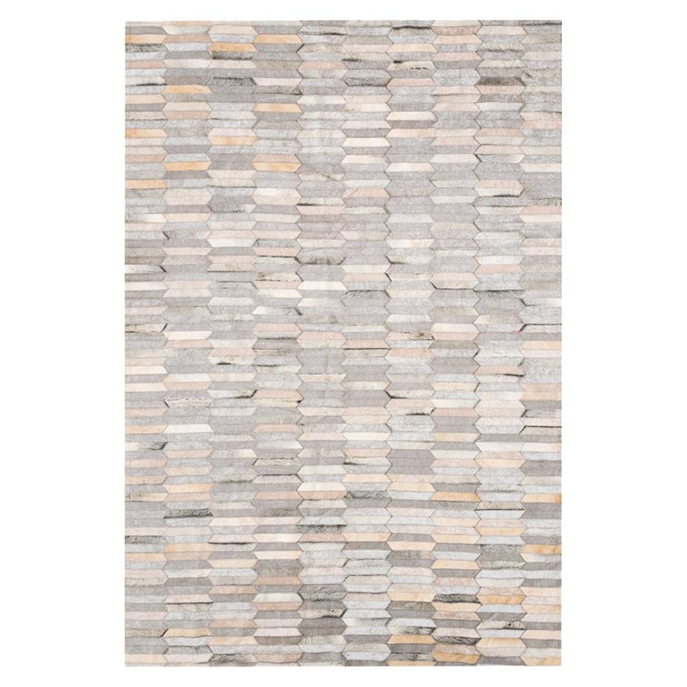 Gray and white customizable Olio Cowhide and Viscose Area Floor Rug Large