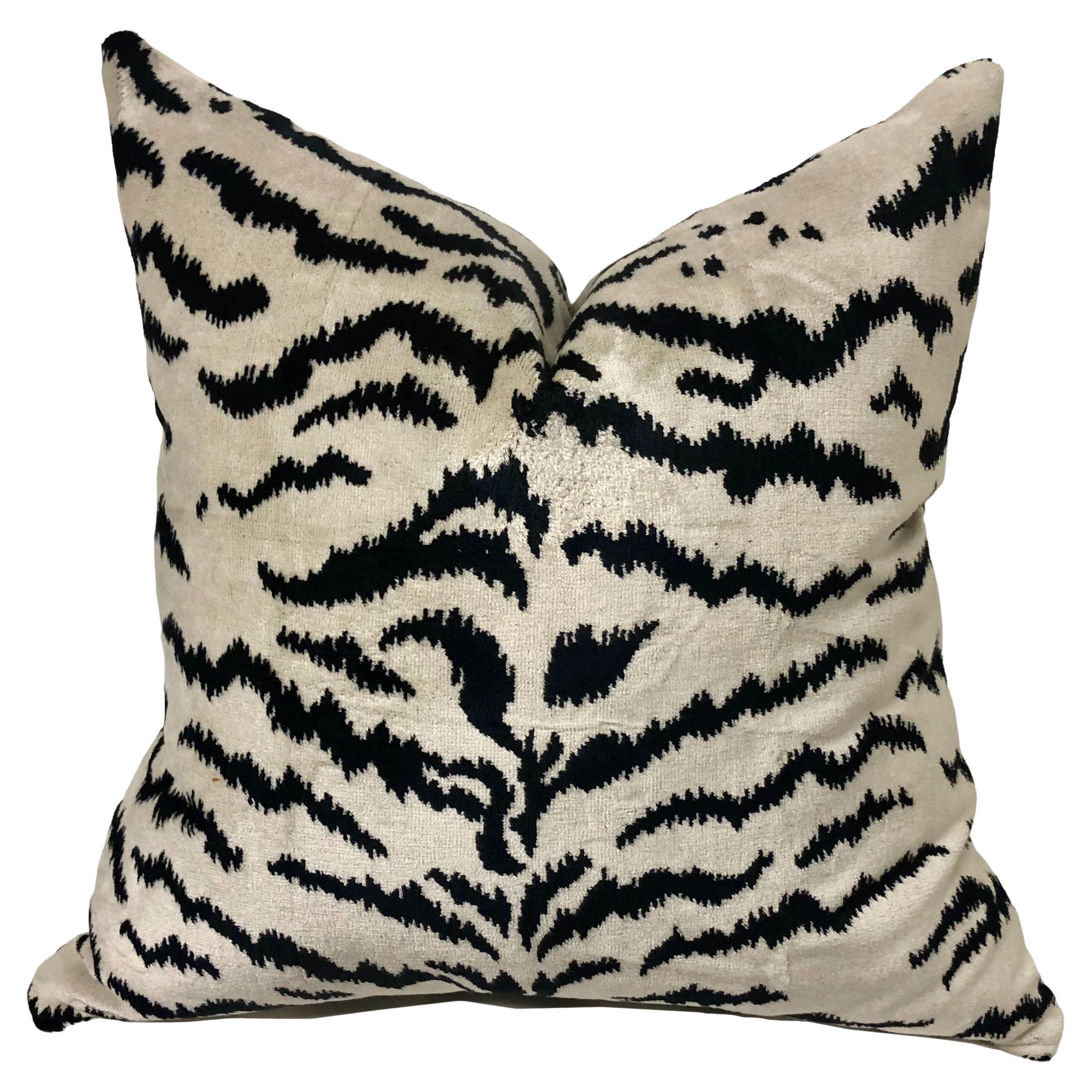 Gray and White Scalamandré Tiger Pillow