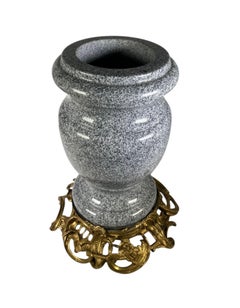 Gray and White Speckled Granite Urn on a Bronze Dore Louis XV Style Base
