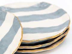 Petit Dishish a righe bianche e grigie in argilla con doratura