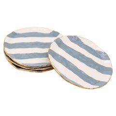 Gray and White Striped Clay Petit Dish with Gilding