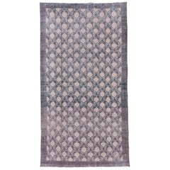 Gray and White Turkish Oushak Rug, All-Over Design, Shabby Chic Style