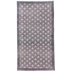 Tapis turc Oushak gris et blanc:: design intégral:: style Shabby Chic