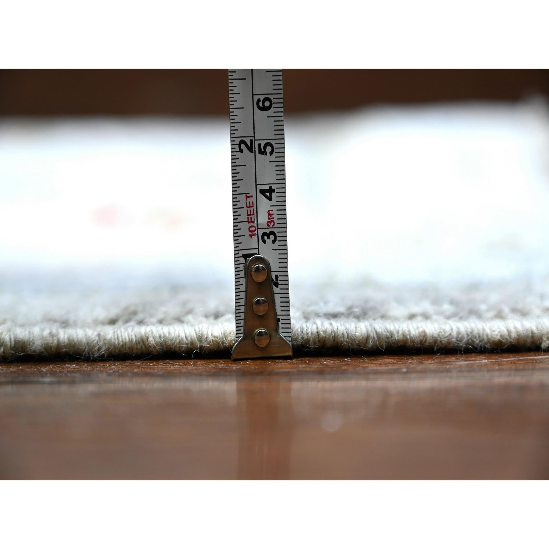 Tapis oriental gris Angora Oushak à motif coloré noué à la main 12'2