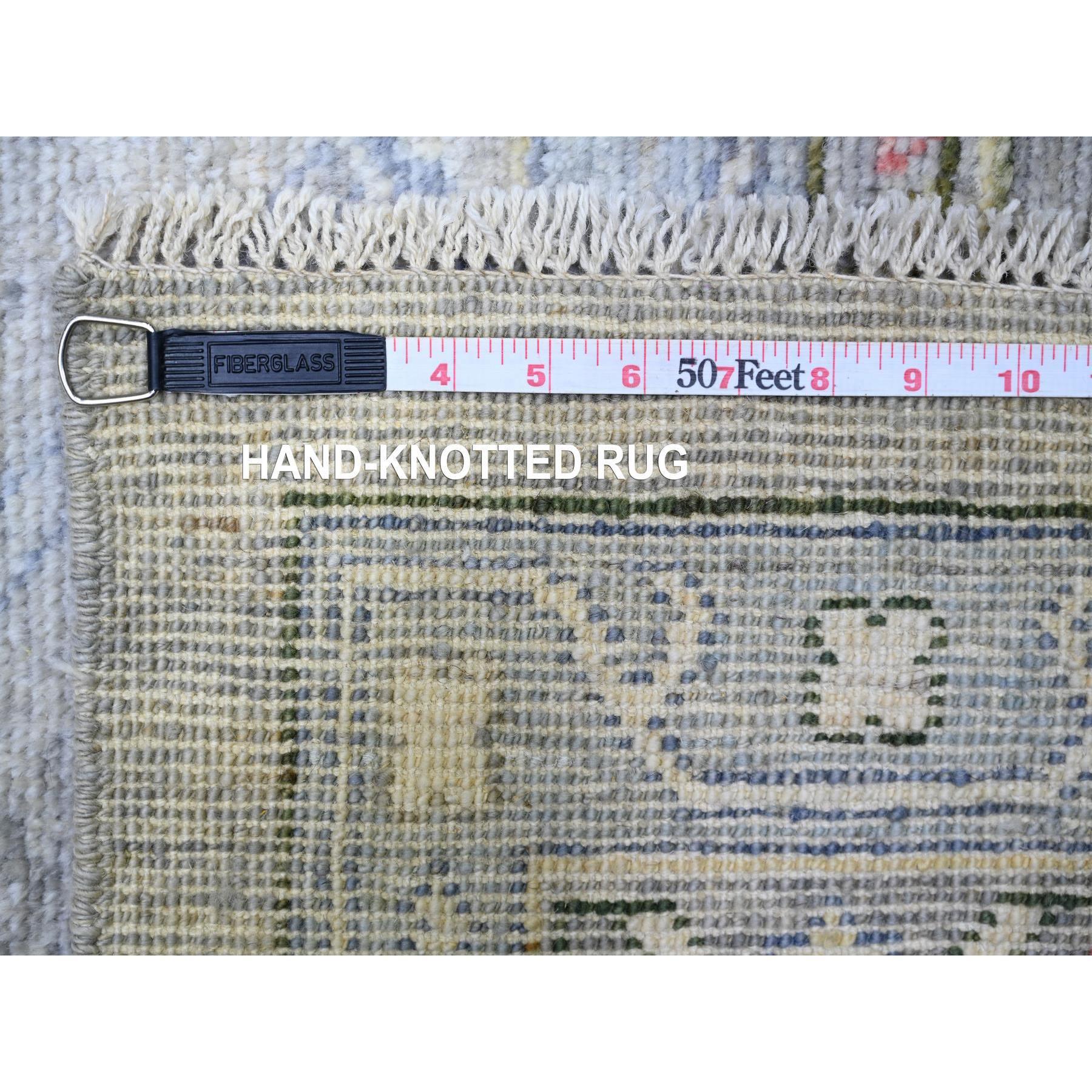 Tapis oriental gris Angora Oushak à motif coloré noué à la main 12'2