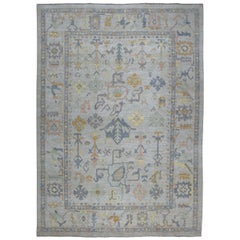 Gray Angora Oushak With Soft Velvety wool Hand Knotted Oriental Rug