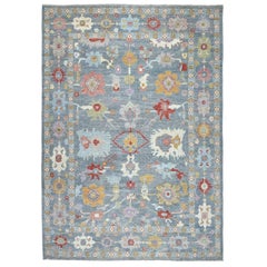 Gray Angora Oushak with Soft Velvety Wool Hand Knotted Oriental Rug