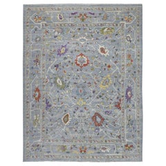 Gray Angora Oushak with Soft Velvety Wool Hand Knotted Oriental Rug