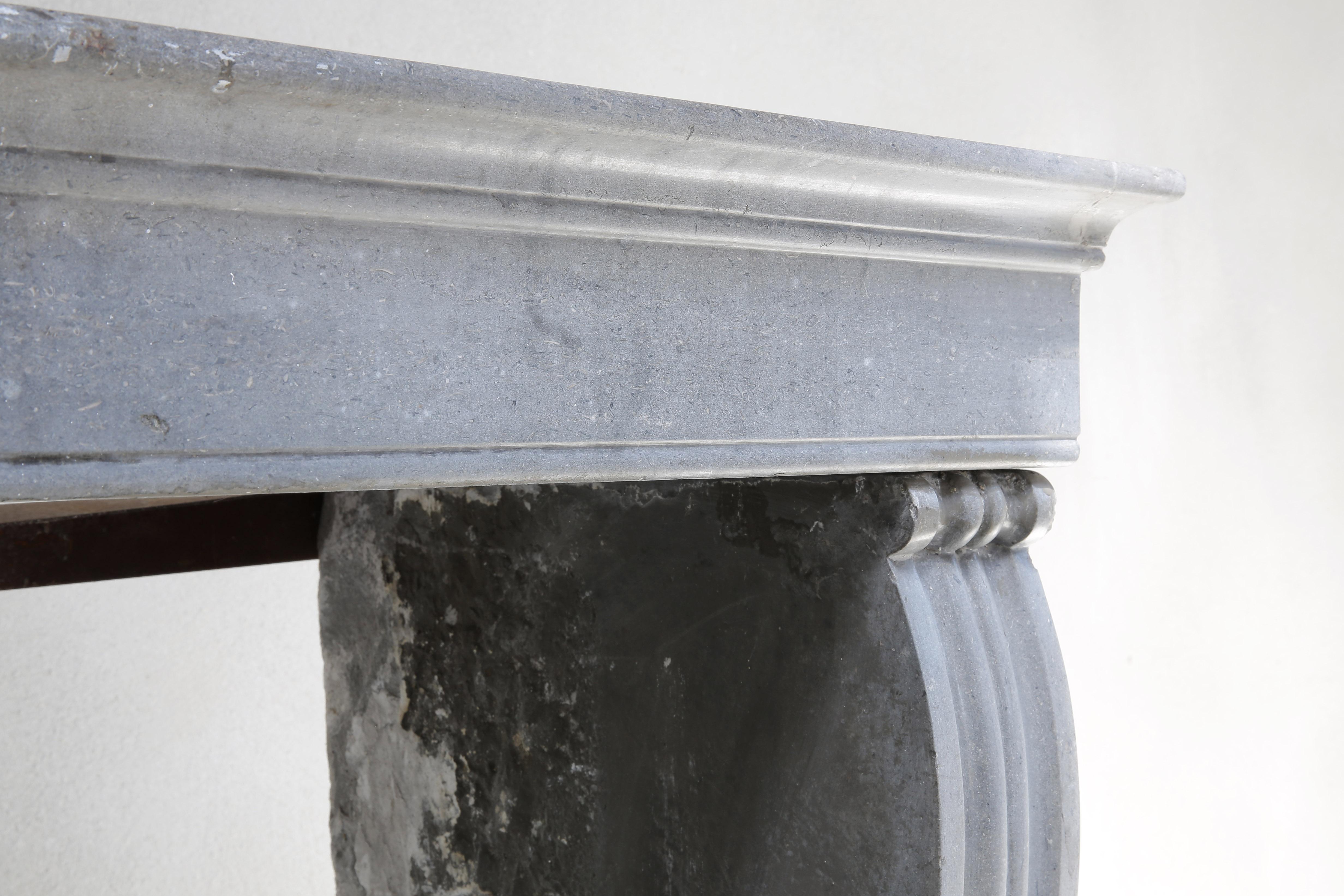 Gray Antique Fireplace of Marble Stone, Campagnarde Style, 19th Century 3