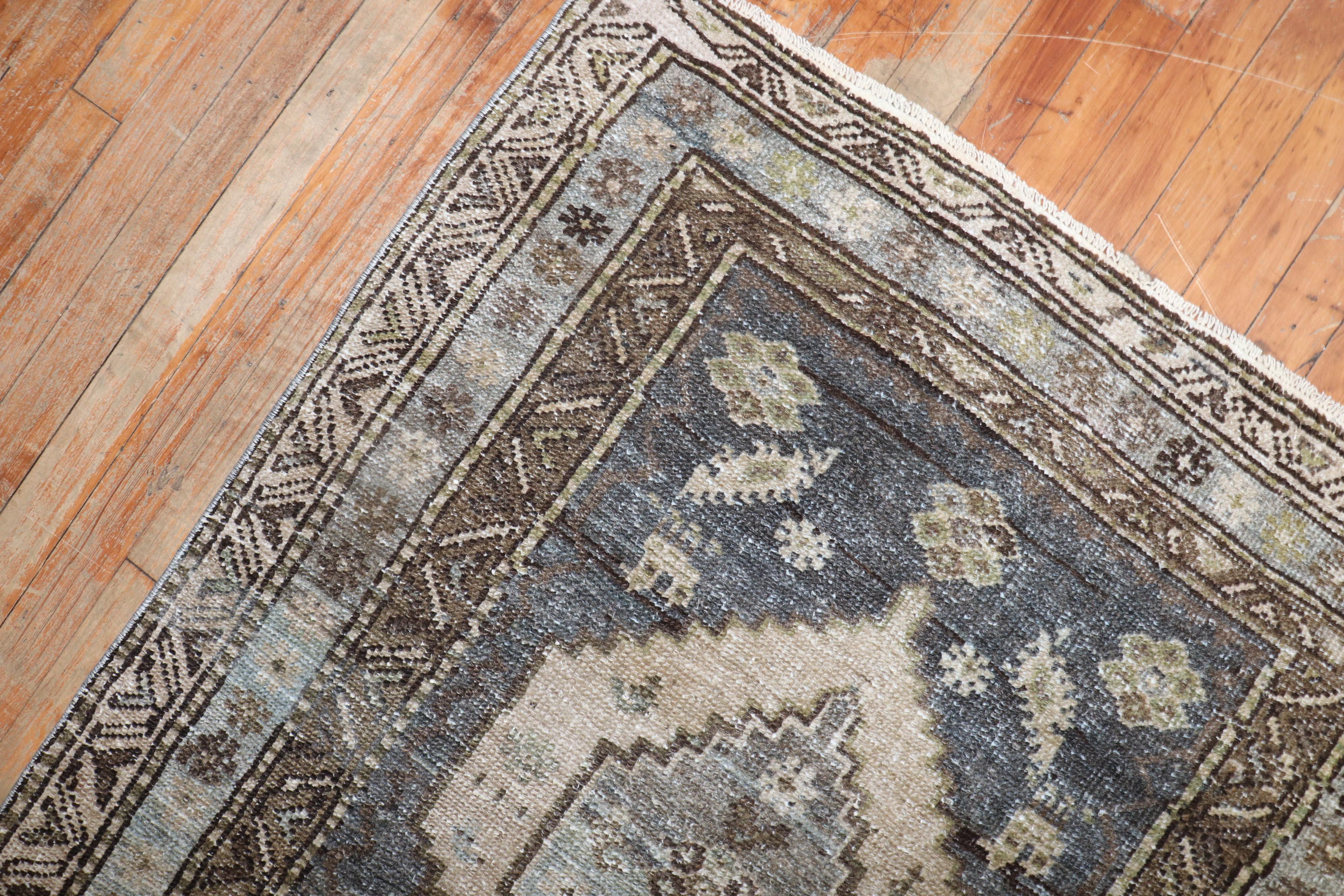 Wool Gray Antique Persian Malayer Rug