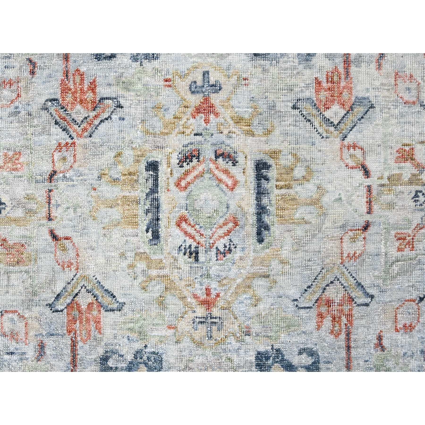 Gray Antiqued Persian Ziegler Mahal Design Distressed 100% Wool Hand Knotted Rug (Wolle) im Angebot