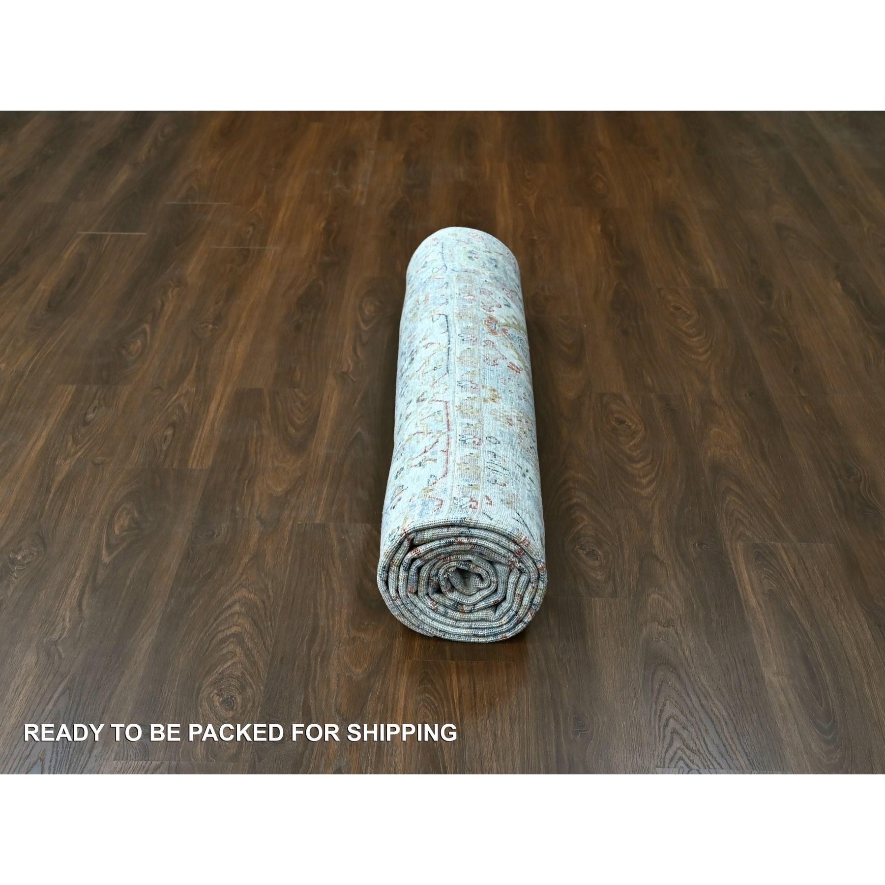 Gray Antiqued Persian Ziegler Mahal Design Distressed 100% Wool Hand Knotted Rug im Angebot 1