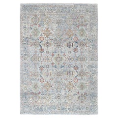 Gray Antiqued Persian Ziegler Mahal Design Distressed 100% Wool Hand Knotted Rug