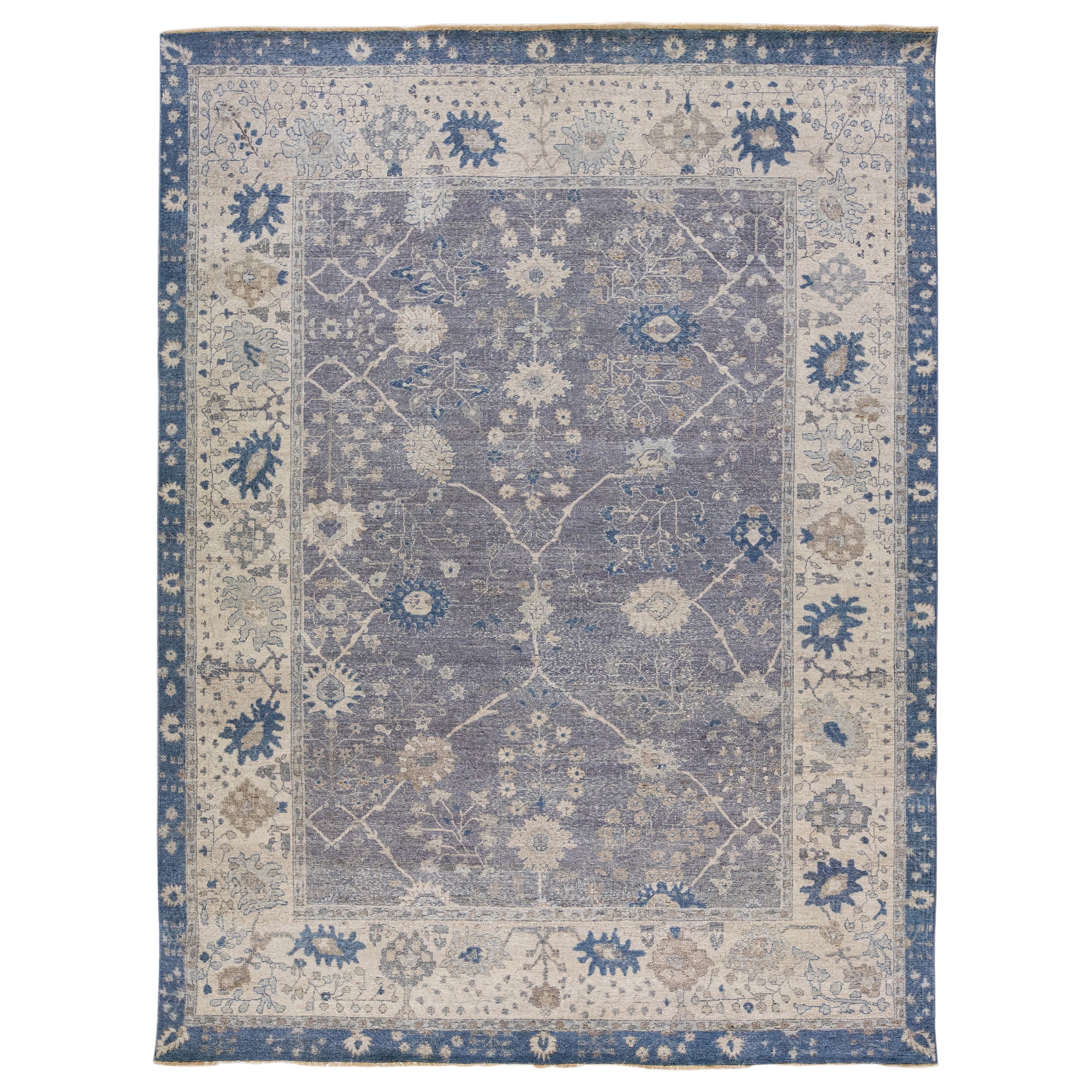 Apadana's Artisan Collection Handgefertigter Allover-Wollteppich in Grau