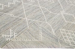 Gray Apadana's Nantucket Collection Flatweave Kilim Coastal Designed Wool Rug