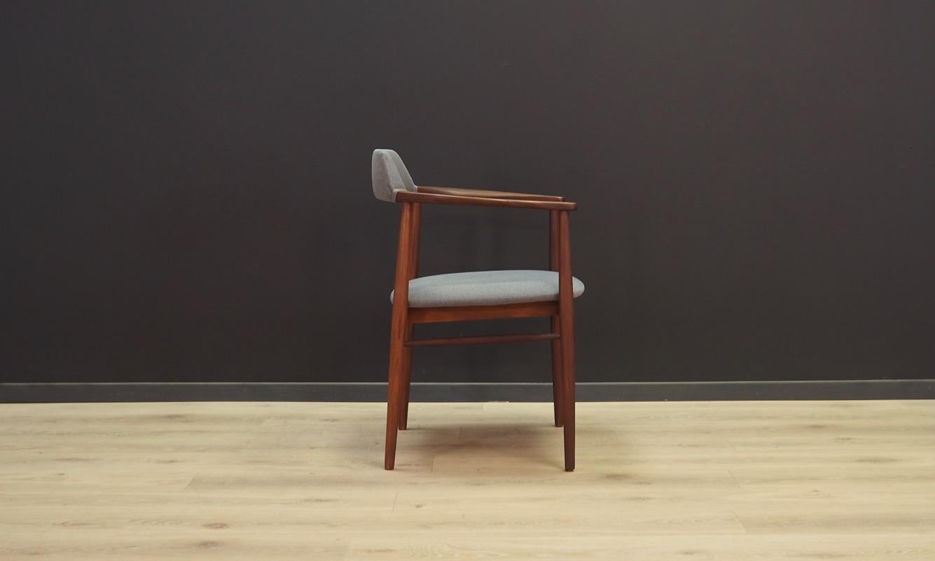Mid-Century Modern Gray Armchair Teak Vintage Danish Design, 1960s For Sale