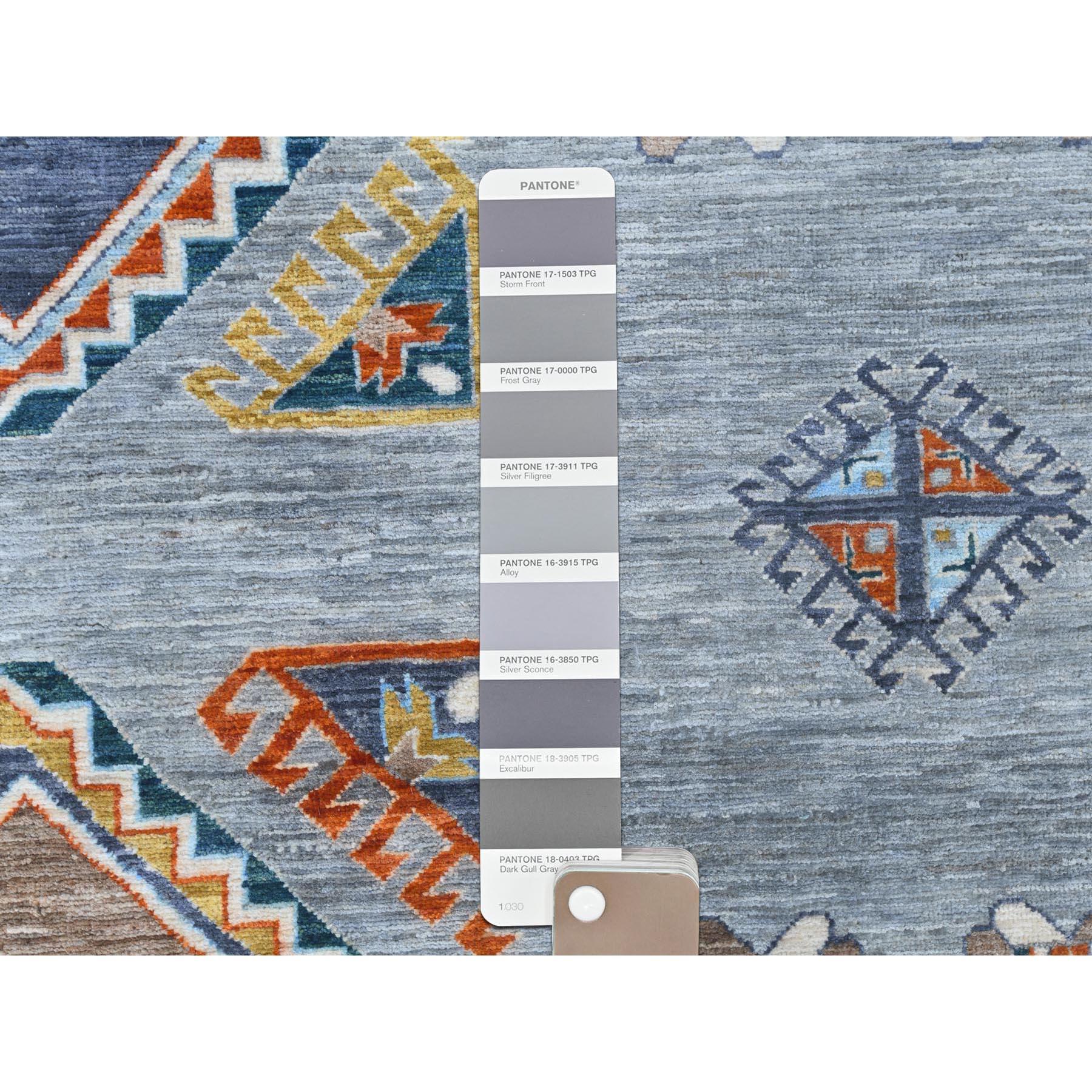 Alfombra anudada a mano de lana 200 KPSI de diseño caucásico de inspiración armenia gris 9'x11'9 Lana en venta