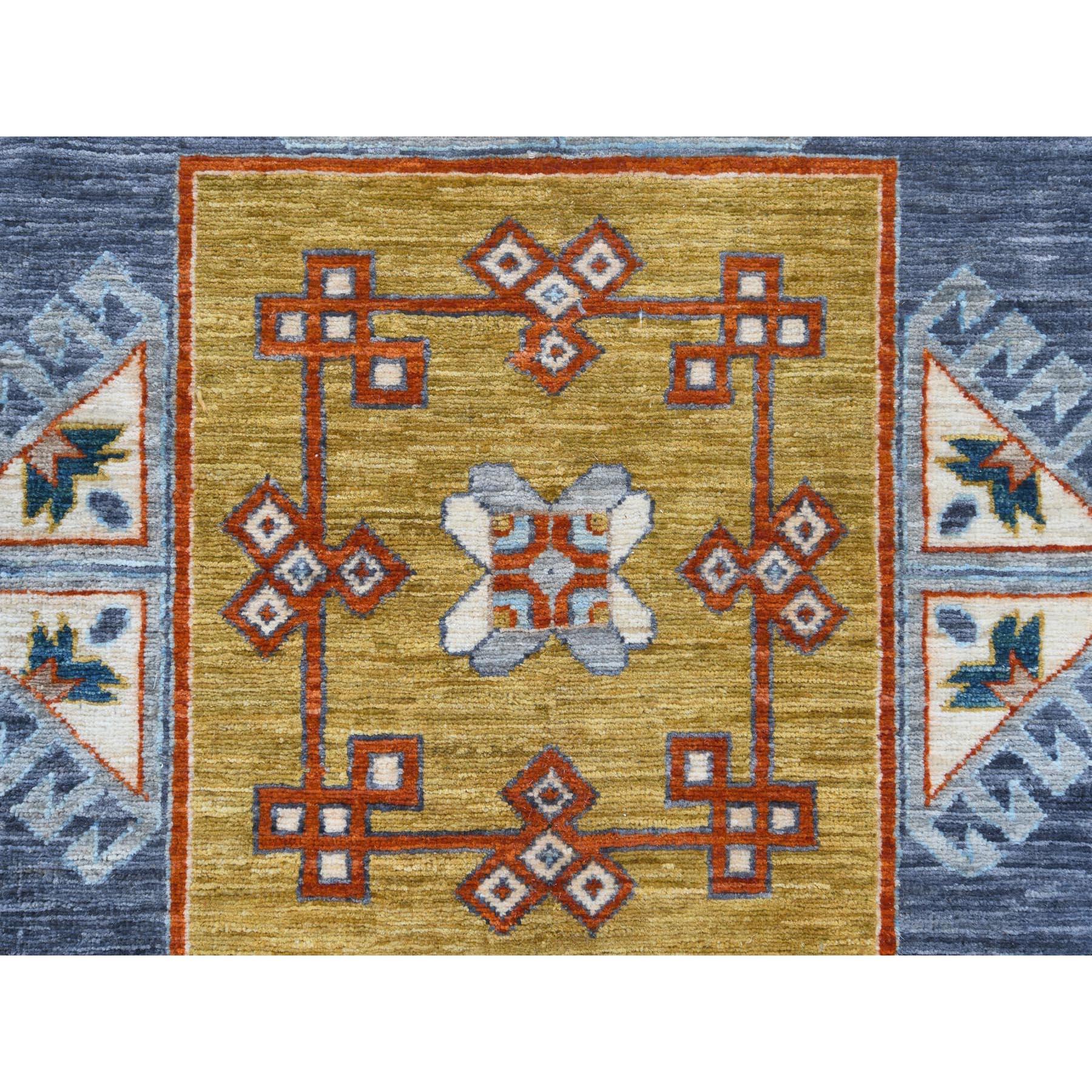 Alfombra anudada a mano de lana 200 KPSI de diseño caucásico de inspiración armenia gris 9'x11'9 en venta 1