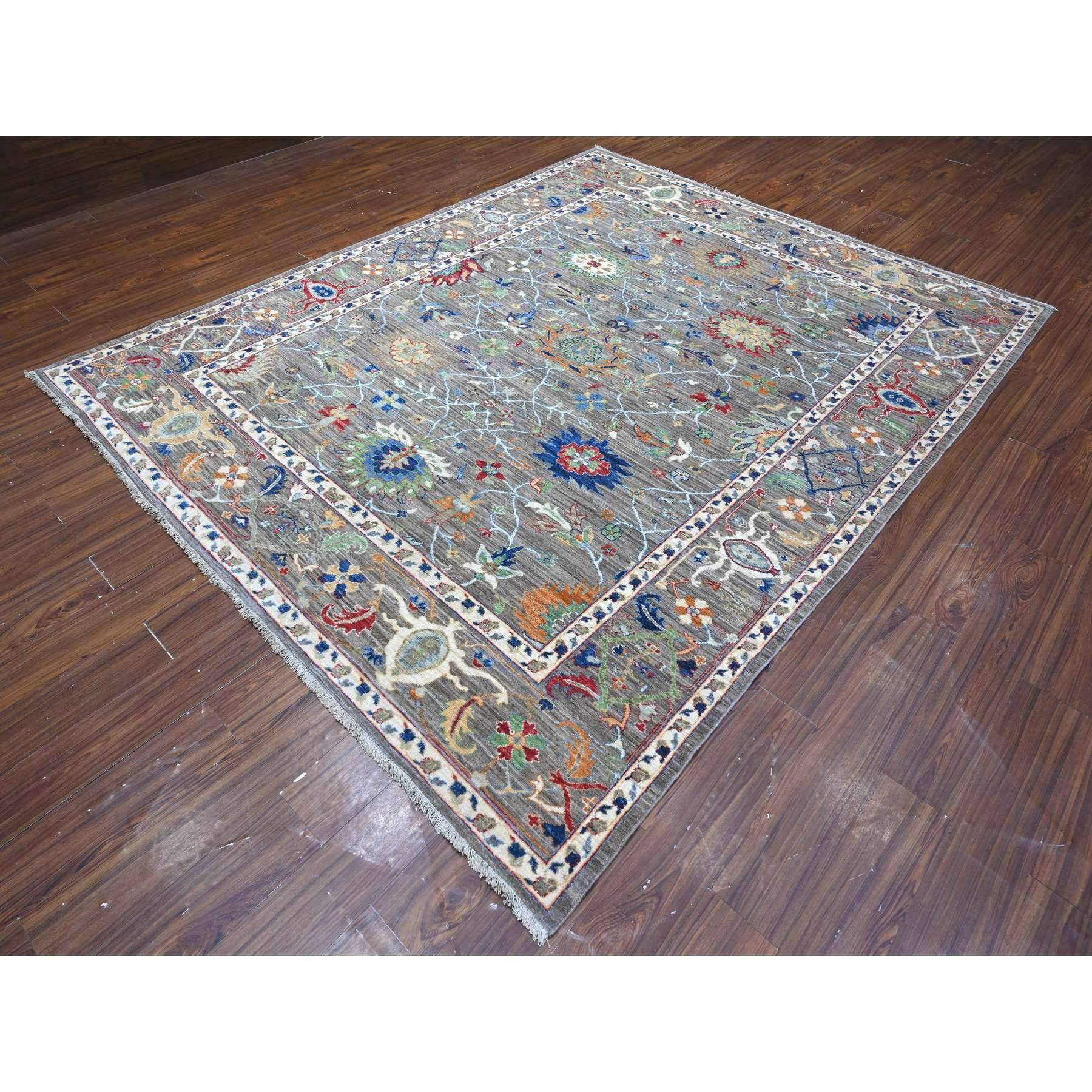 Oushak Tapis oriental gris Aryana Ziegler Mahal motif noué à la main 8'1